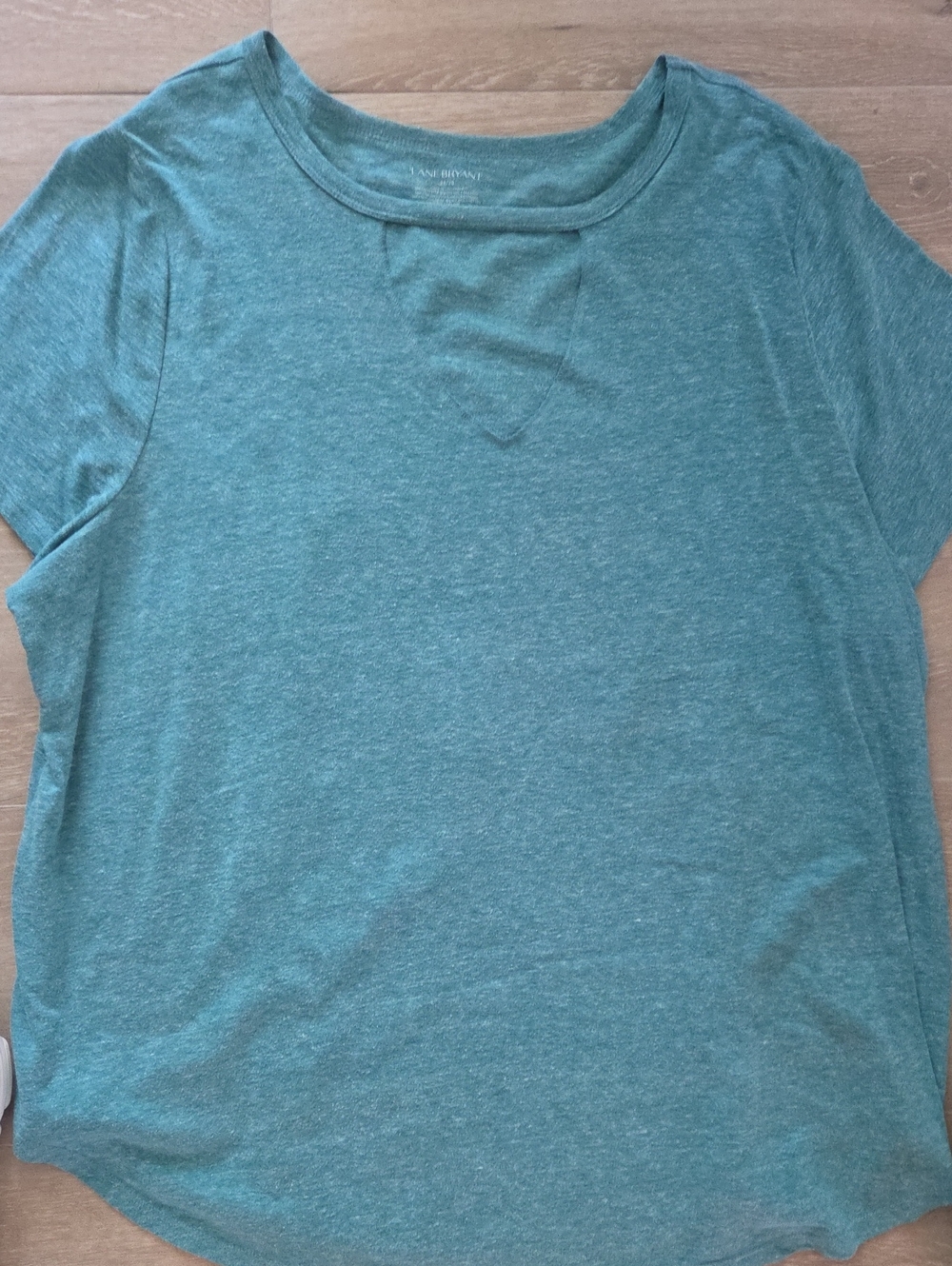 Lane Bryant Teal Short-Sleeve Crewneck Tee